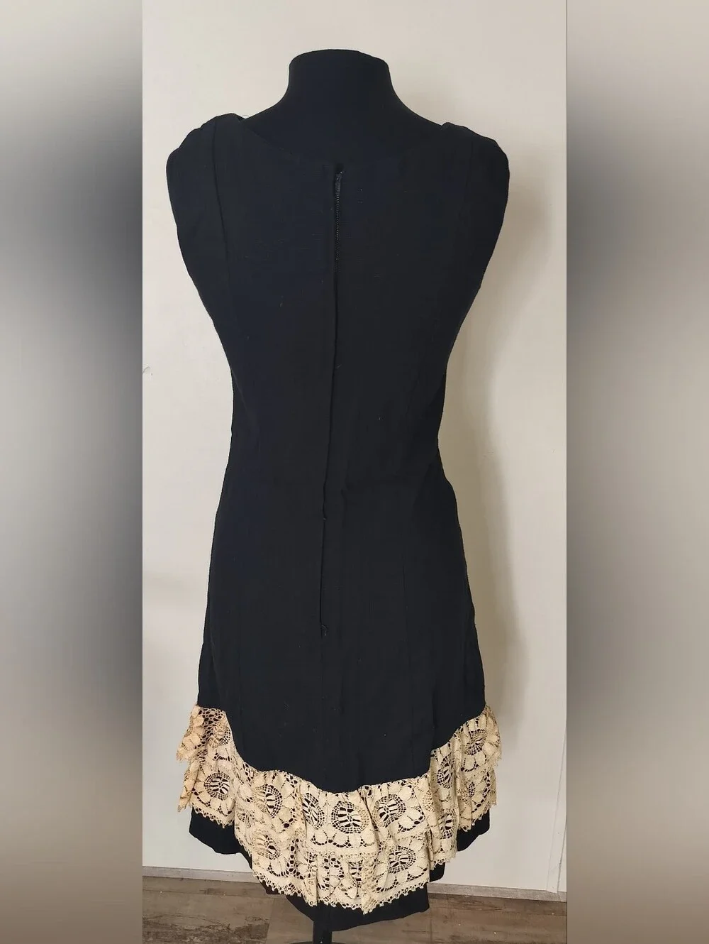 Stanley Black Mini Dress with Cream Lace Hem